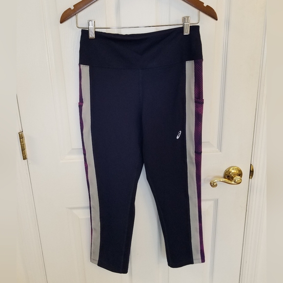 Asics Women's Leggings Blue Pink Size Medium - Picture 1 of 13